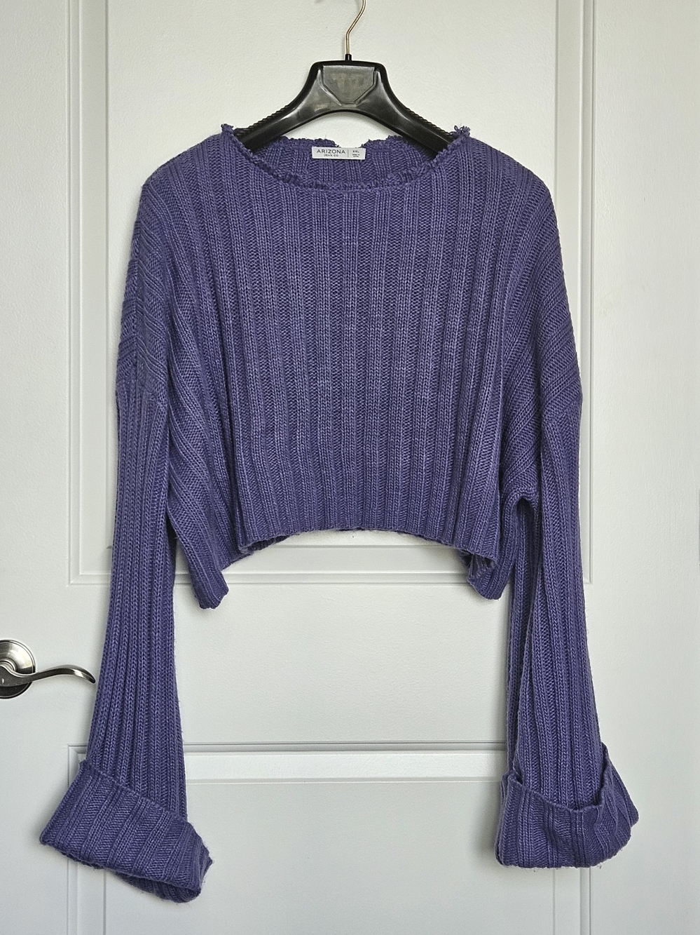 Arizona Jean Company Juniors Plus Size XXL Purple Cropped Ribbed Sweater